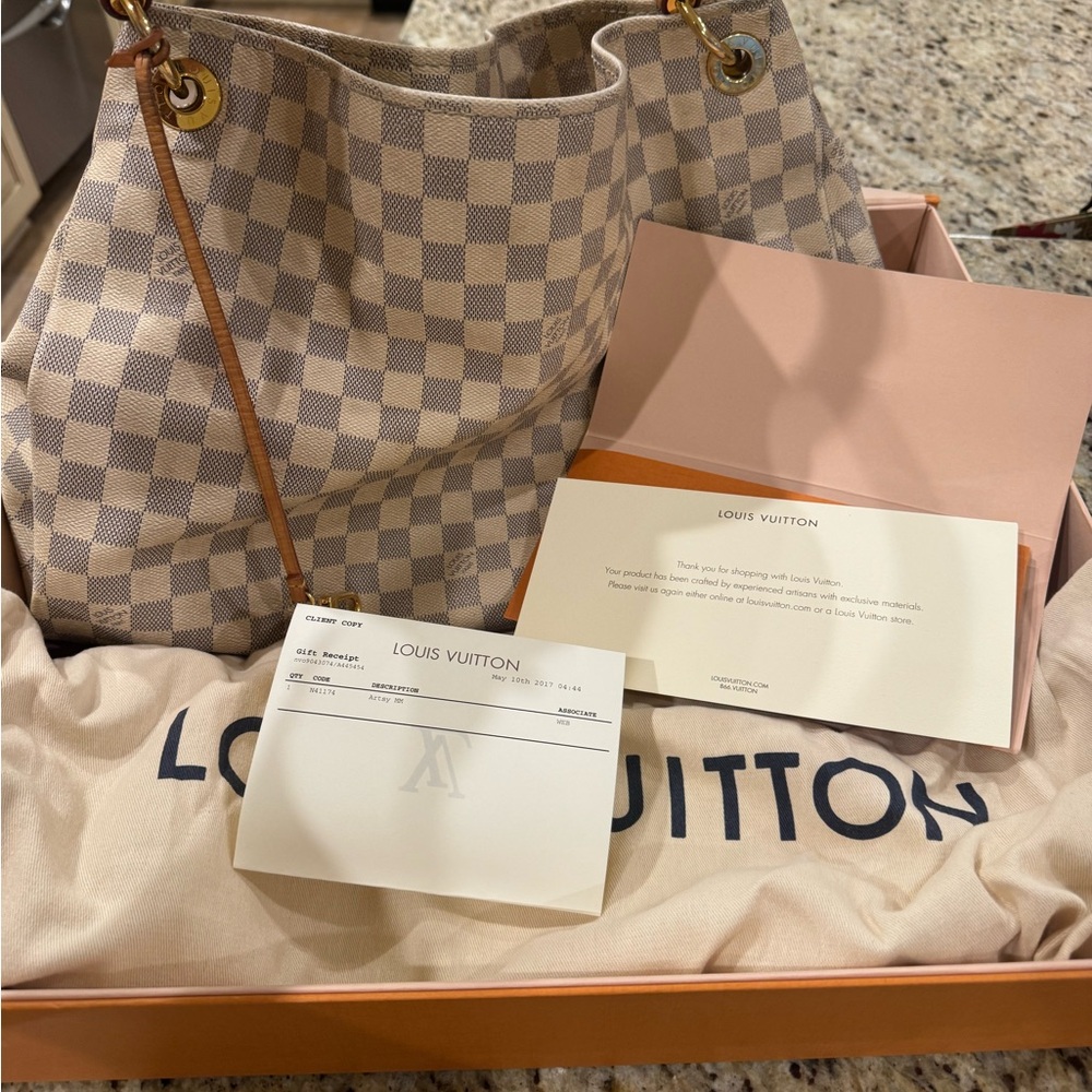 Louis Vuitton Beige and Brown Checkered Shoulder Bag